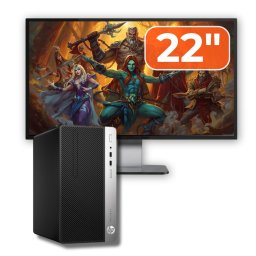 Pachet Calculator Second Hand HP ProDesk 400 G6 MT, Intel Core i7-9700 3.00 -4.70GHz, 8GB DDR4, 256GB SSD + Monitor 22" NewTechnology Media