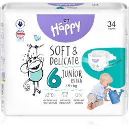 BELLA Baby Happy Soft&Delicate scutece de unică folosință cu canale Junior Extra 15+ kg 34 buc