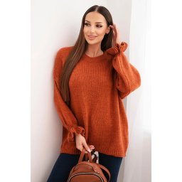 Kesi Włoski Women's sweater with a blend of mohair and wool in a loose fit rust