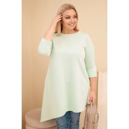 Kesi Włoski Plus Size women's dress made of viscose with a loose fit and long sleeves mint