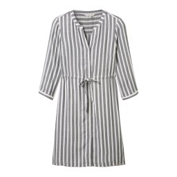 TOM TAILOR Rochie tip bluză gri / alb murdar