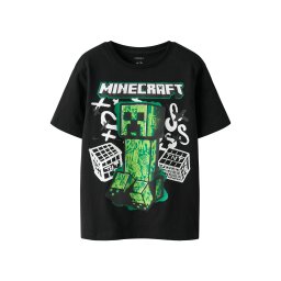 NAME IT Tricou 'NKMDI MINECRAFT' verde iarbă / verde închis / negru / alb