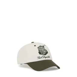 Karl Lagerfeld Șapcă 'Villa la Vigie' verde închis / alb natural