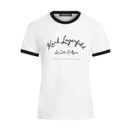 Karl Lagerfeld Tricou 'CÃ´te D'Azur' negru / alb