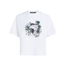 Karl Lagerfeld Tricou 'Villa la Vigie' albastru deschis / verde smarald / negru / alb