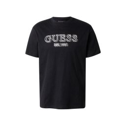 GUESS Tricou alb kitt / negru / alb
