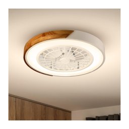 Brilagi-LED Lampă dimabilă cu ventilator, LED/30W/230V, 3000-6500K, alb/stejar + telecomandă