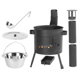 Soba cu ceaun, burlane, 36 cm, ceaun de 14 L, polonic, Strend Pro