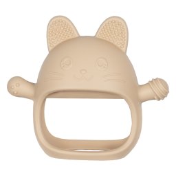 Jucarie pentru dentitie din silicon, appekids, manusa kitty - bubble beige