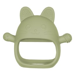 Jucarie pentru dentitie din silicon, appekids, manusa kitty - raw green