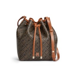 TOMMY HILFIGER Geantă tip sac maro pueblo / negru / alb