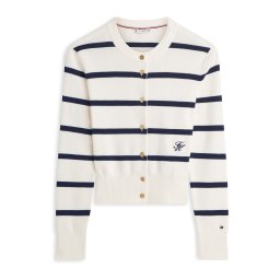 TOMMY HILFIGER Geacă tricotată crem / bleumarin