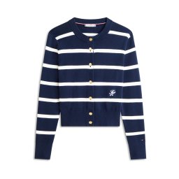 TOMMY HILFIGER Geacă tricotată bleumarin / alb