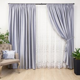 Set 2 draperii gri Hiko catifea Comfy Steel Grey, cu rejansa