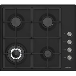 Plita pe gaz incorporabila Heinner HBH-S4IWF-BK, 4 arzatoare, gratare de fonta, 1 arzator WOK, aprindere electrica, Negru