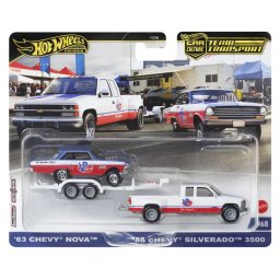 HOT WHEELS TRANSPORTATOR CHEVY SILVERADO 3500 88 CU MASINUTA CHEVY NOVA 63 SCARA 1:64