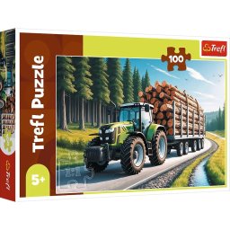 PUZZLE TREFL 100 TRACTOR FORESTIER CU LEMNE