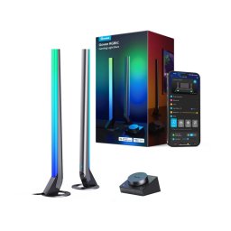 Set 2 Smart LED lampi gamer Govee RGBIC H6047, 24 W, Segmente de culoare adresabile, Wi-Fi, Bluetooth, Govee Home, Negru