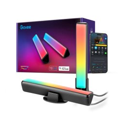 Set 2 Smart LED lampe Govee Flow Plus RGBICWW H6056, 18 W, Segmente de culoare adresabile, Wi-Fi, Bluetooth, Govee Home, Negru