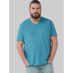 s.Oliver Big Sizes Tricou barbati big sizes cu decolteu in V, Regular Fit, din bumbac, Turcoaz (SELECTATI MARIMEA: 3XL)
