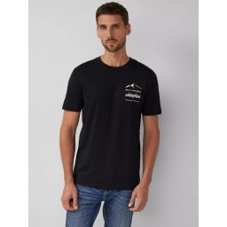 s.Oliver Tricou barbati cu imprimeu frontal, Regular fit, Negru (SELECTATI MARIMEA: 2XL)