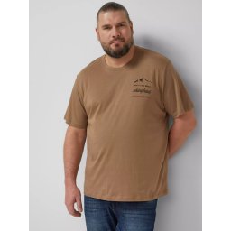 s.Oliver Big Sizes Tricou barbati big sizes, cu decolteu la baza gatului si imprimeu cu text, Maro (SELECTATI MARIMEA: 2XL)
