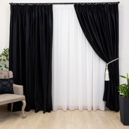 Set 2 draperii Hiko COMFY, catifea neagra, cu rejansa