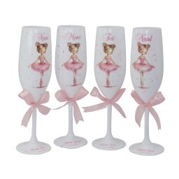 Set 4 pahare botez - Părinți și Nași, personalizat model Balerina - FEIS601009