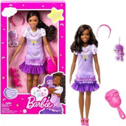 Papusa barbie mare – fata cu parul negru cu un pudel, 34 cm mthll20