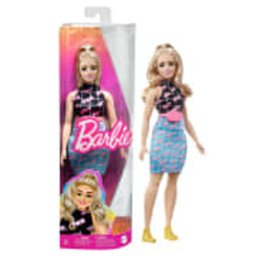 Papusa barbie, fashionistas curvy, par blond, 28 cm