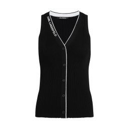 Karl Lagerfeld Vestă tricotată negru / alb