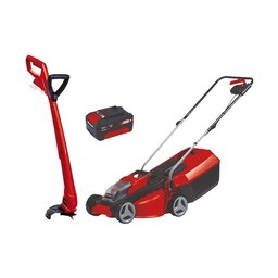 Einhell - GE-CM 30 Li CT Set PXC - Trimmer gazon, 240 mm + Masina de tuns iarba cu 1 acumulator, Li-Ion, 18 V, 3 Ah, 30 cm, 25 l