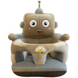 Fotoliu bebe cu spatar si suport de picioare - Robotelul crem, din plus