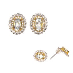 Cercei din Acvamarin cu Zircon Oval Fatetat - 12x9x15 mm - Argint 925 - Stralucirea Divina si Vindecatoare - 1 Pereche