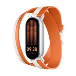 Curea din piele Dual-Tone BHR8724GL pentru Smart Band 8/9 Alb/Portocaliu