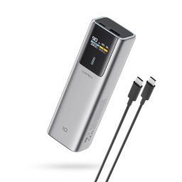 Baterie externa 1C1A, 10000mAh, 150W, 1 x USB; 1 x USB Type-C, digital display pt. status baterie, gri