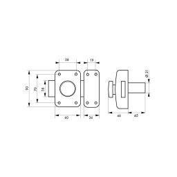 Broasca aplicata APACHE cu buton și cilindr Ø21 45 mm epoxid auriu 6 chei