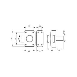 Broasca aplicata APACHE cu buton și cilindru Ø21 30 mm, auriu,3 chei