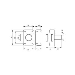 Broasca aplicata APACHE cu buton și cilindru Ø21 60 mm, auriu, 3 chei
