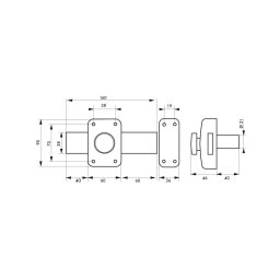 Broasca aplicata APACHE cu buton și cilindru Ø21 L40 mm bolt 160 mm, alb, 3 chei