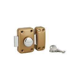 Broasca aplicata APACHE cu buton, pentru ușa de intrare, cilindru 45mm, oțel, 3 chei, epoxid auriu - THIRARD
