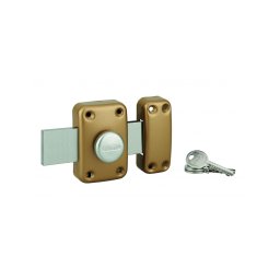 Broasca aplicata APACHE cu buton, ușă de garaj, cilindru 30mm, bolt 160mm, oțel, 3 chei, epoxidic auriu - THIRARD