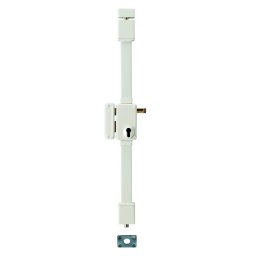 Broască aplicată Beluga cu maner de tragere pentru ușă de intrare, stânga, 3 puncte, ax 45mm, alb - THIRARD
