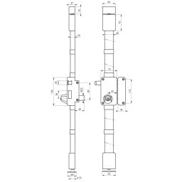 Broască aplicată Beluga cu maner de tragere, pentru ușă de intrare, dreaptă, 3 puncte, cilindru HG5 Ø23mm, ax 45mm