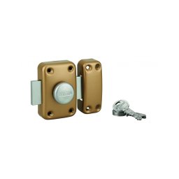 Broasca aplicata CAPITAL, cu buton, pentru ușa de intrare, 60mm, epoxid aurit, 3 chei - Thirard