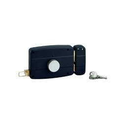 Broasca aplicata cu buton pentru ușă de garaj batantă, dreapta, 140x90mm, ax 70mm, negru, 3 chei - THIRARD