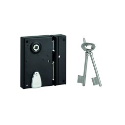 Broască aplicată cu cheie pentru ușă interioară, deschidere pe dreapta, cap plat, pătrat 7 mm, ax 40 mm, 110x70 mm