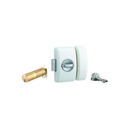 Broască aplicată UNIVERSEL cu buton, reglabilă, HG 5, cilindru 35–80 mm, oțel, 5 chei, epoxid alb - THIRARD