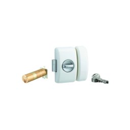 Broască aplicată UNIVERSEL cu buton, reglabilă, HG 5, Ø 25 mm alb 3 chei