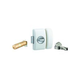 Broască aplicată UNIVERSEL cu buton, reglabilă, Transit 2, cilindru 35–80 mm, oțel, 5 chei, epoxid alb - THIRARD